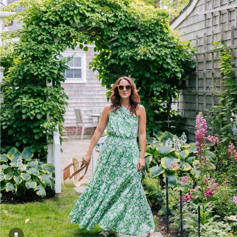 Tuckernuck Exclusive Charina Sarte Green Botanica Long Dress Medium EUC - Picture 5 of 6